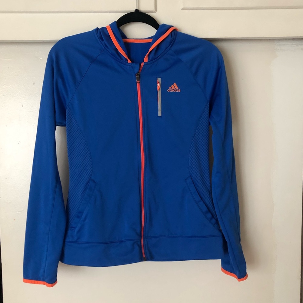 Adidas climawarm blue orange zip-up hoodie